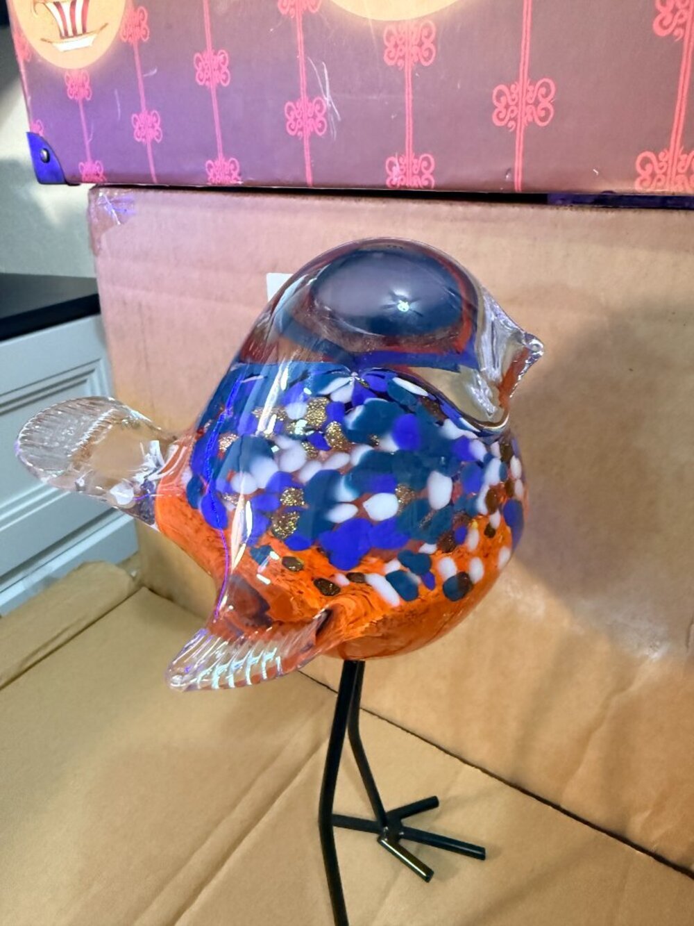 Colorful Glass Bird Shelf Decor Accent - Picture 3 of 4
